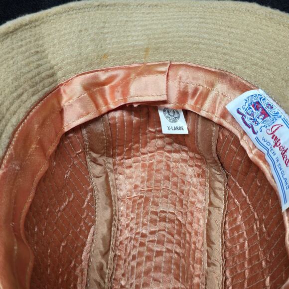 Vintage Imported Fabric Woven In England Trilby Hat Suede Tan Fedora Style Cap main image 5